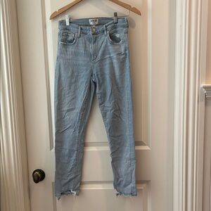 Agolde Light Blue Stretchy Skinny Distressed Jeans Frayed Fringe Hem size 28
